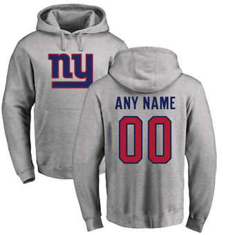 Men's New York Giants Pro Line Ash Personalized Name & Number Logo Pullover Hoodie