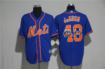 Men's New York Mets #48 Jacob DeGrom Majestic Blue 2017 Color Printing Cool Base Jersey