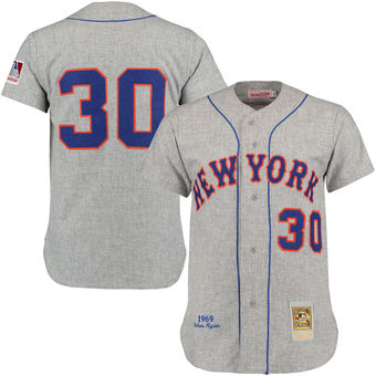 Men's New York Mets 1969 Nolan Ryan Mitchell & Ness Gray Authentic Throwback Jersey Men's New York Mets 1969 Nolan Ryan Mitchell & Ness Gray Authentic Throwback Jersey