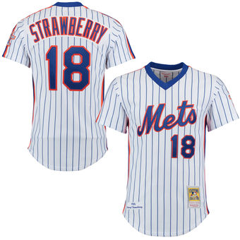 Men's New York Mets Darryl Strawberry Mitchell & Ness White Throwback Authentic Jersey