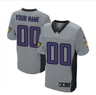 Men's Nike Baltimore Ravens Customized Elite Grey Shadow NFL Jersey