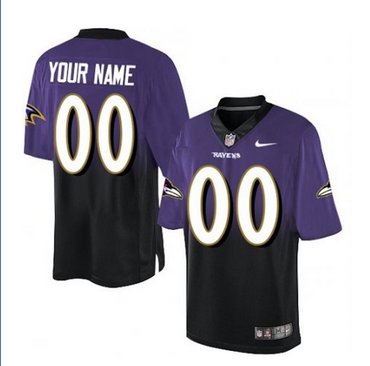 Men's Nike Baltimore Ravens Customized Limited PurpleBlack Fadeaway NFL Jersey