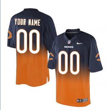 Men's Nike Chicago Bears Customized Elite NavyOrange Fadeaway NFL Jersey