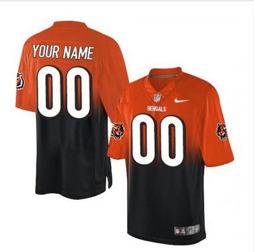 Men's Nike Cincinnati Bengals Customized Limited OrangeBlack Fadeaway NFL Jersey