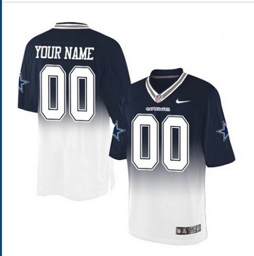 Men's Nike Dallas Cowboys Customized Elite NavyWhite Fadeaway NFL Jersey