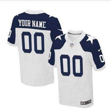 Men's Nike Dallas Cowboys Customized Elite White Throwback Alternate NFL Jersey