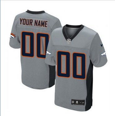 Men's Nike Denver Broncos Customized Limited Grey Shadow NFL Jersey