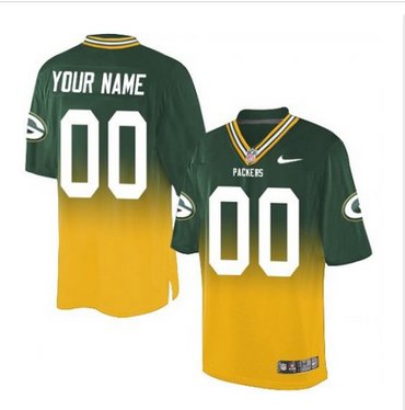 Men's Nike Green Bay Packers Customized Elite GreenGold Fadeaway NFL Jersey