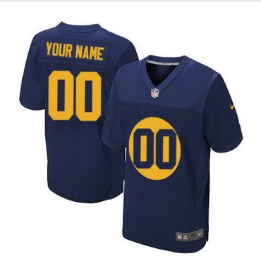 Men's Nike Green Bay Packers Customized Elite Navy Blue Alternate NFL Jersey