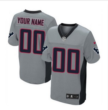Men's Nike Houston Texans Customized Elite Grey Shadow NFL Jersey