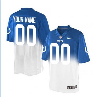 Men's Nike Indianapolis Colts Customized Limited Royal BlueWhite Fadeaway NFL Jersey