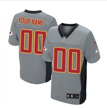 Men's Nike Kansas City Chiefs Customized Elite Grey Shadow NFL Jersey