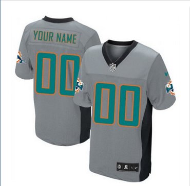 Men's Nike Miami Dolphins Customized Elite Grey Shadow NFL Jersey