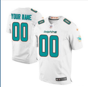 Men's Nike Miami Dolphins Customized Elite White NFL Jersey