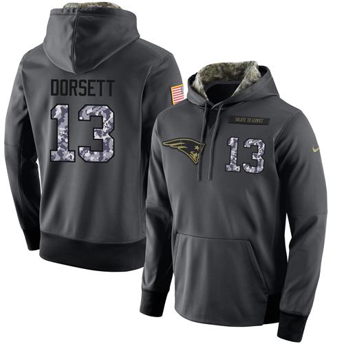 Men's Nike New England Patriots #13 Phillip Dorsett Stitched Black Anthracite Salute to Service Player Performance Hoodie