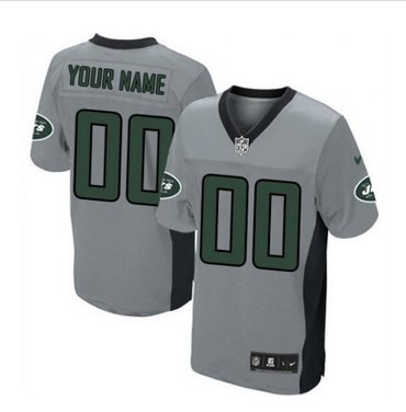 Men's Nike New York Jets Customized Elite Grey Shadow NFL Jersey
