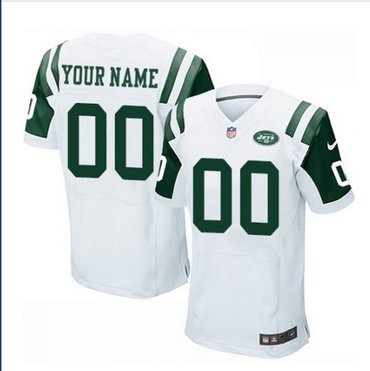 Men's Nike New York Jets Customized Elite White NFL Jersey