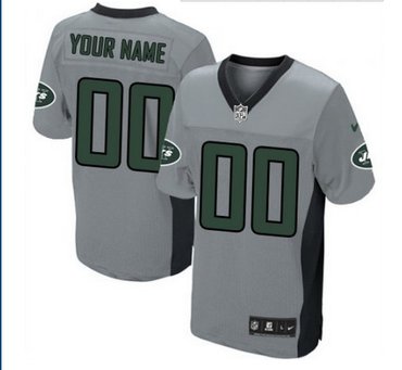 Men's Nike New York Jets Customized Limited Grey Shadow NFL Jersey