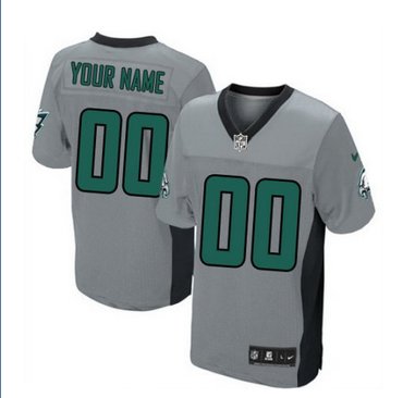 Men's Nike Philadelphia Eagles Customized Elite Grey Shadow NFL Jersey