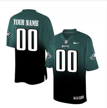 Men's Nike Philadelphia Eagles Customized Elite Midnight GreenBlack Fadeaway NFL Jersey