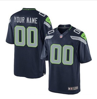 Men's Nike Seattle Seahawks Customized Limited Steel Blue Team Color NFL Jersey