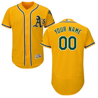 Men's Oakland Athletics Majestic Alternate Gold FlexBase Authentic Collection Custom Jersey