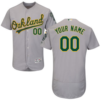 Men's Oakland Athletics Majestic Road Gray FlexBase Authentic Collection Custom Jersey