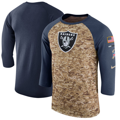 Men's Oakland Raiders Nike Camo Anthracite Salute to Service Sideline Legend Performance Three-Quarter Sleeve T-Shirt