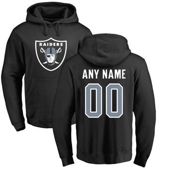 Men's Oakland Raiders Pro Line Black Any Name & Number Logo Personalized Pullover Hoodie