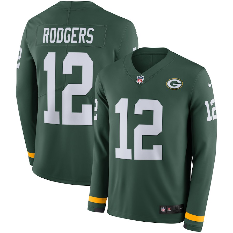 Men's Packers #12 Aaron Rodgers Green Team Color Men's Stitched NFL Limited Therma Long Sleeve Jersey Men's Packers #12 Aaron Rodgers Green Team Color Men's Stitched NFL Limited Therma Long Sleeve Jersey