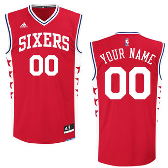 Men's Philadelphia 76ers adidas Red 2015 Custom Replica Alternate Jersey