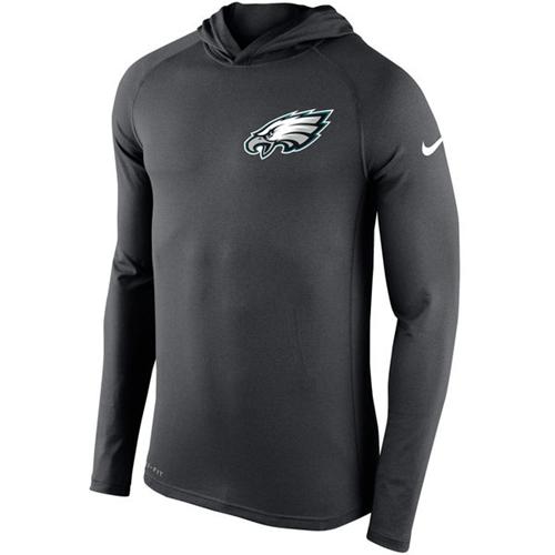 Men's Philadelphia Eagles Nike Charcoal Stadium Touch Hooded Performance Long Sleeve T-Shirt Men's Philadelphia Eagles Nike Charcoal Stadium Touch Hooded Performance Long Sleeve T-Shirt
