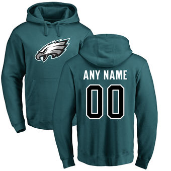 Men's Philadelphia Eagles Pro Line Green Any Name & Number Logo Personalized Pullover Hoodie