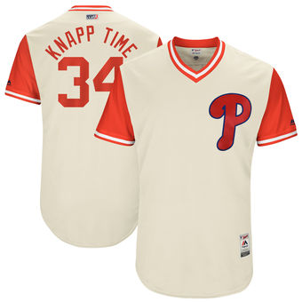 Men's Philadelphia Phillies Andrew Knapp Knapp Time Majestic Tan 2017 Players Weekend Authentic Jersey Men's Philadelphia Phillies Andrew Knapp Knapp Time Majestic Tan 2017 Players Weekend Authentic Jersey