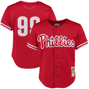Men's Philadelphia Phillies Mitch Williams Mitchell & Ness Red 1993 Throwback Player Jersey Men's Philadelphia Phillies Mitch Williams Mitchell & Ness Red 1993 Throwback Player Jersey