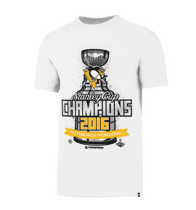 Men's Pittsburgh Penguins White 2016 Stanley Cup Champions Standard Embroider  LOGO T-Shirt