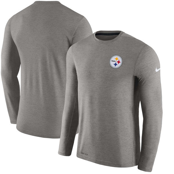 Men's Pittsburgh Steelers Nike Charcoal Coaches Long Sleeve Performance T-Shirt Men's Pittsburgh Steelers Nike Charcoal Coaches Long Sleeve Performance T-Shirt