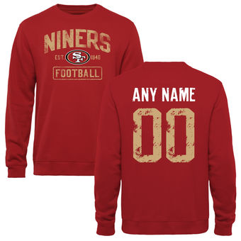 Men's Red San Francisco 49ers Distressed Custom Name & Number Pullover Sweatshirt Men's Red San Francisco 49ers Distressed Custom Name & Number Pullover Sweatshirt