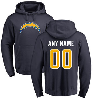 Men's San Diego Chargers Pro Line Navy Any Name & Number Logo Personalized Pullover Hoodie