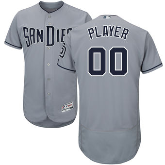 Men's San Diego Padres Majestic Gray Road FlexBase Authentic Collection Custom Jersey