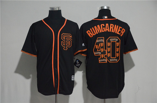 Men's San Francisco Giants #40 Madison Bumgarner Majestic Black 2017 Color Printing Cool Base Jersey