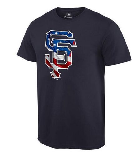 Men's San Francisco Giants USA Flag Fashion T-Shirt Navy Blue