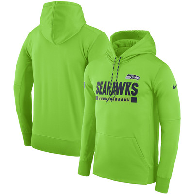 Men's Seattle Seahawks Nike Neon Green Sideline Team Name Performance Pullover Hoodie