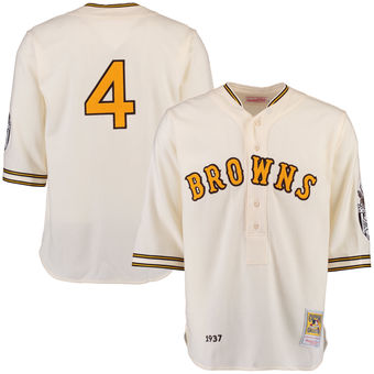 Men's St. Louis Browns 1937 Rogers Hornsby Mitchell & Ness Cream Authentic Throwback Jersey
