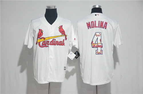 Men's St. Louis Cardinals #4 Yadier Molina Majestic White 2017 Color Printing Cool Base Jersey Men's St. Louis Cardinals #4 Yadier Molina Majestic White 2017 Color Printing Cool Base Jersey