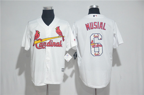 Men's St. Louis Cardinals #6 Stan Musial Majestic White 2017 Color Printing Cool Base Jersey