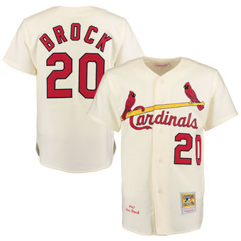 Men's St. Louis Cardinals Lou Brock Mitchell & Ness Cream Authentic Jersey Men's St. Louis Cardinals Lou Brock Mitchell & Ness Cream Authentic Jersey