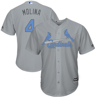 Men's St. Louis Cardinals Yadier Molina Majestic Gray Father's Day Cool Base Replica Jersey Men's St. Louis Cardinals Yadier Molina Majestic Gray Father's Day Cool Base Replica Jersey