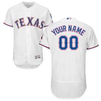 Men's Texas Rangers Majestic Home White FlexBase Authentic Collection Custom Jersey