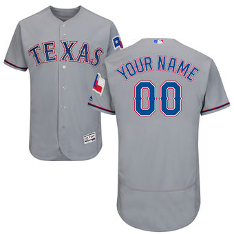 Men's Texas Rangers Majestic Road Gray FlexBase Authentic Collection Custom Jersey